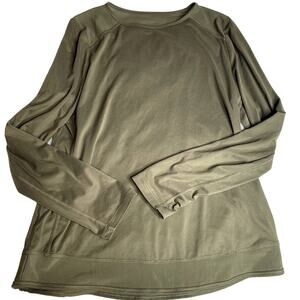 LORNA JANE Open‎ Back Longsleeve Olive Green Workout Top Mesh